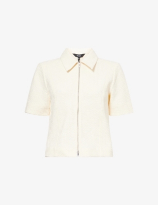 Me And Em And Em Womens Cream Textured Zipped Knitted Top In White