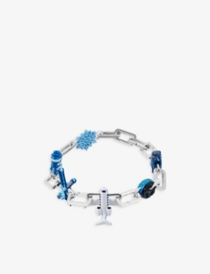 Poubel Mens The Alpine Connoisseur Rhodium-plated Sterling-silver Charm Bracelet In Silver
