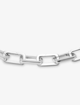Poubel Mens Engraved-link Sterling-silver Necklace In Silver