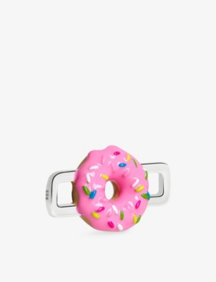 Poubel Mens Doughnut Sterling-silver And Enamel Charm In Silver