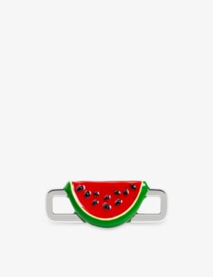 Poubel Mens Watermelon Sterling-silver And Enamel Charm In Silver