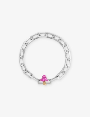 Poubel Mens Mushroom Sterling-silver And Enamel Charm In Silver