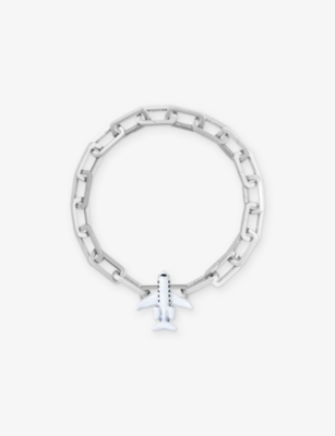 Poubel Mens Aeroplane Sterling-silver And Enamel Charm In Silver