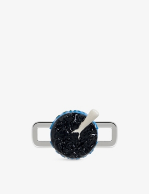 Poubel Mens Caviar Sterling-silver And Enamel Charm In Silver