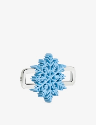 Poubel Mens Snowflake Sterling-silver And Enamel Charm In Silver
