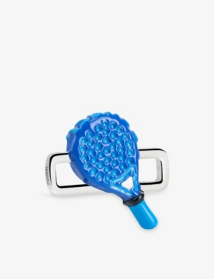 Poubel Mens Padel Sterling-silver And Enamel Charm In Silver