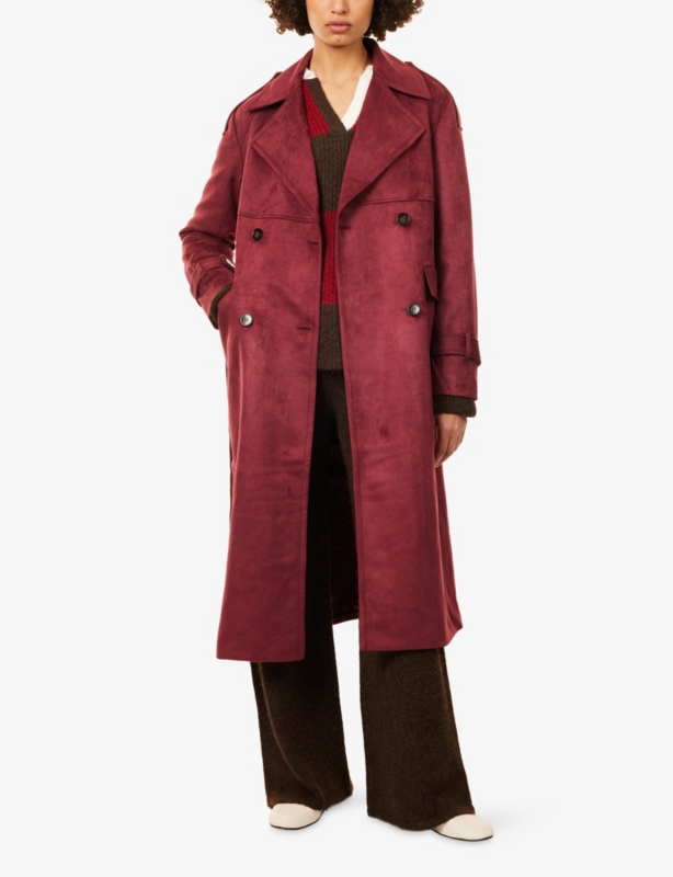Wallace Belted Faux-Suede Coat