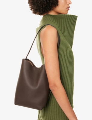 The Row Womens N/s Park Medium Leather Tote Bag Deep Brown In Brown