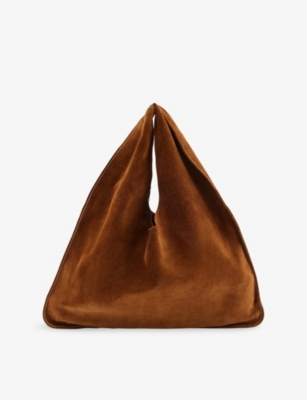 The Row Womens Bindle Small Suede Top Handle Bag Bistre/ecru