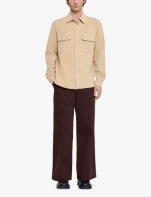 SANDRO: Flap-Pocket Flannel Cotton Shirt