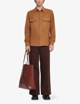 SANDRO: Flap-Pocket Flannel Cotton Shirt