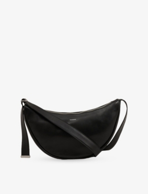 SANDRO: Logo-Embossed Small Leather Hobo Bag