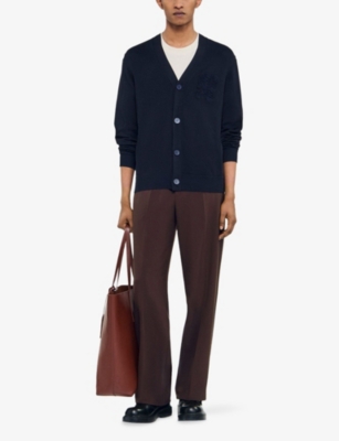 SANDRO: Rope-Embroidered Regular-Fit Knitted Cardigan