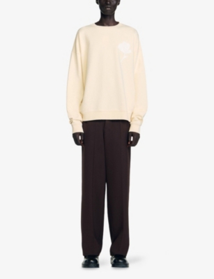 Sandro Cotton Floral-patch Sweatshirt In White