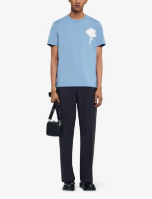 SANDRO: Floral-Appliqué Regular-Fit Cotton-Jersey T-Shirt