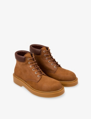 Sandro Nubuck And Leather Boots In Brown