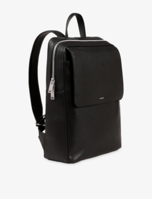 Sandro Mens Black Branded Leather Backpack In Black