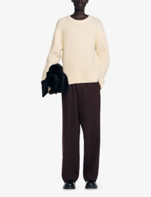 SANDRO: Honeycomb-Stitch Crewneck Wool Jumper