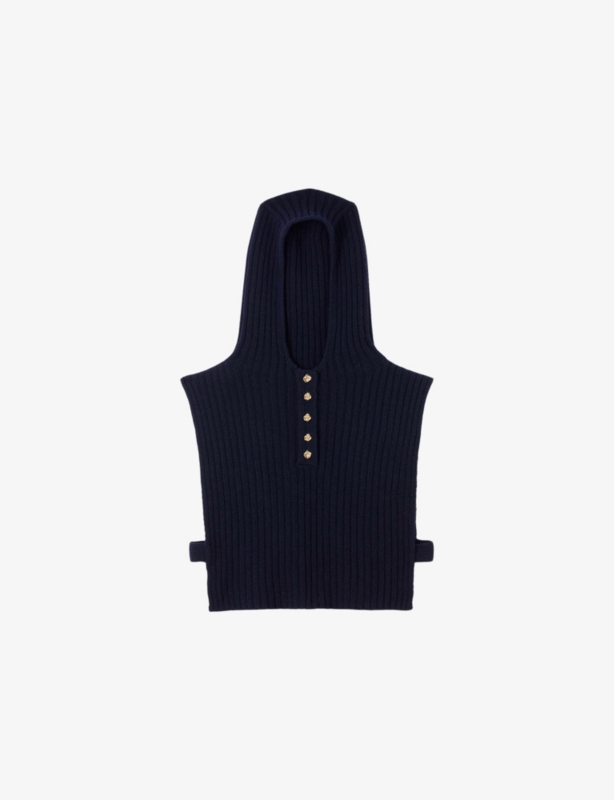 Ribbed Hooded Wool Collar