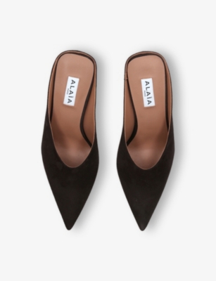 AZZEDINE ALAIA: Cube 75 Wedge Suede Mules