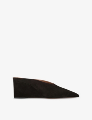 AZZEDINE ALAIA: Cube 75 Wedge Suede Mules