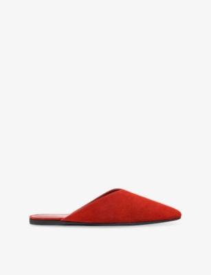 Herbert Levine Homebody Suede Mules In Red
