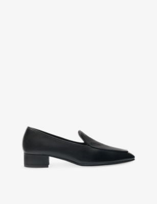 Herbert Levine Leather Fair And Square Heeled Loafers 30 In Black