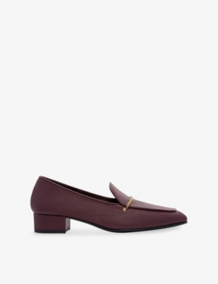 Herbert Levine Womens Wine Fair And Square Leather Loafers Eur 39 / 6 Uk In Burgundy