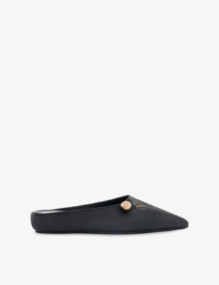 Herbert Levine Leather Sleep On It Mules In Black