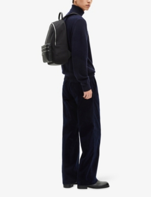 The Kooples Mens Black Logo-embellished Canvas And Leather Backpack In Black