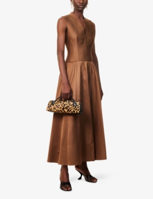 ROLAND MOURET: Ball Sleeveless Woven Maxi Dress