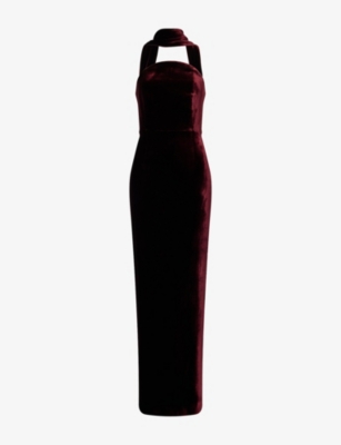 Roland Mouret Womens Mulberry Velvet Corset Stretch-woven Gown In Red