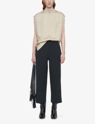 Joseph Womens Black Wide-leg High-rise Stretch-knit Culottes In Black