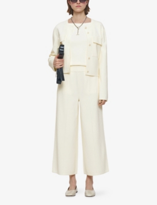 Joseph Womens Ivory Wide-leg High-rise Stretch-knit Culottes Xs In White