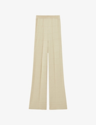 Joseph Womens Affogato Grid-knit Straight-leg High-rise Viscose-blend Trousers In Neutral