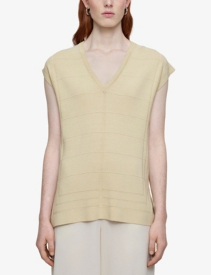 Joseph Womens Affogato Grid-knit Relaxed-fit Viscose-blend Top In Neutral