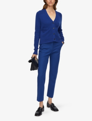 Joseph Womens Cobalt V-neck Side-pocket Cashmere Cardigan Xs In Blue