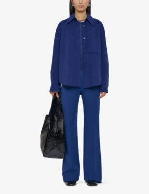 Joseph Womens Cobalt Jelia Relaxed-fit Wool And Silk-blend Overshirt In Blue