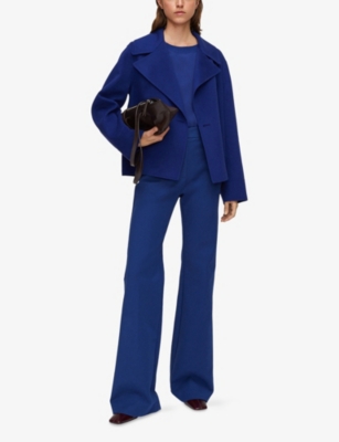 Joseph Womens Cobalt Rollet Double-breasted Wool And Silk Coat In Blue