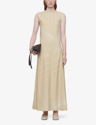 JOSEPH: Maryse Embroidered-Stripe Viscose and Linen-Blend Maxi Dress