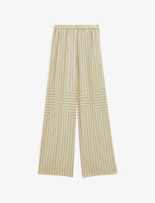 Joseph Hulin Geometric Print Silk Trousers In Neutral