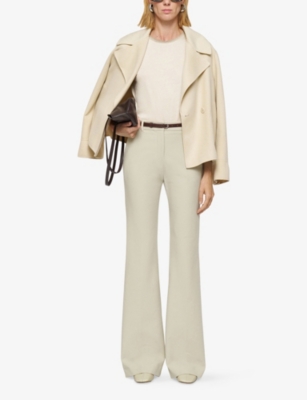 Joseph Womens Affogato Tafira Flared-leg Mid-rise Stretch-cotton Trousers In Brown