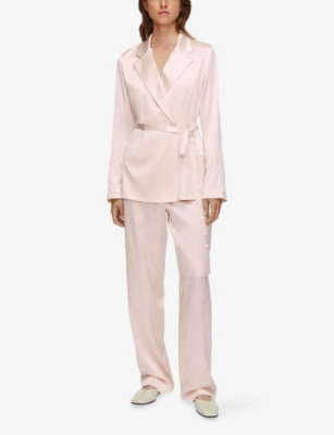 Joseph Womens Rose Joubert Double-breasted Silk Jacket In Pink