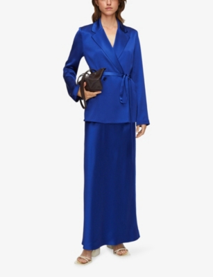 Joseph Womens Cobalt Isaak Elasticated-waist Silk Maxi Skirt In Blue