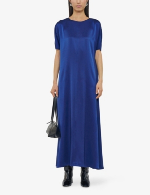 Joseph Womens Cobalt Daviel Relaxed-fit Silk-satin Maxi Dress In Blue
