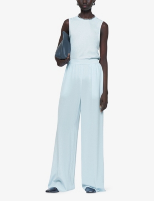 Joseph Womens Oxford Blue Hulin Wide-leg Mid-rise Silk-crepe Trousers In Blue