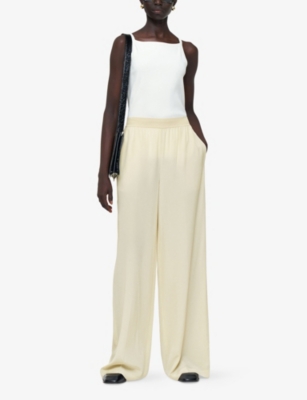 Joseph Womens Affogato Hulin Wide-leg Mid-rise Silk-crepe Trousers In Neutral