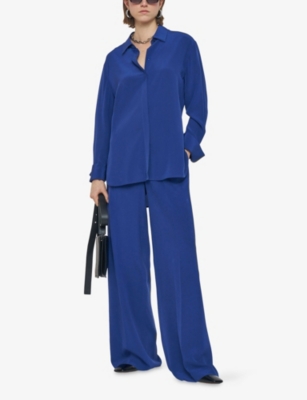 Joseph Womens Cobalt Bold Relaxed-fit Silk Blouse In Blue