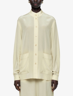Joseph Womens Affogato Lamy Patch-pocket Silk-crepe Jacket In Yellow
