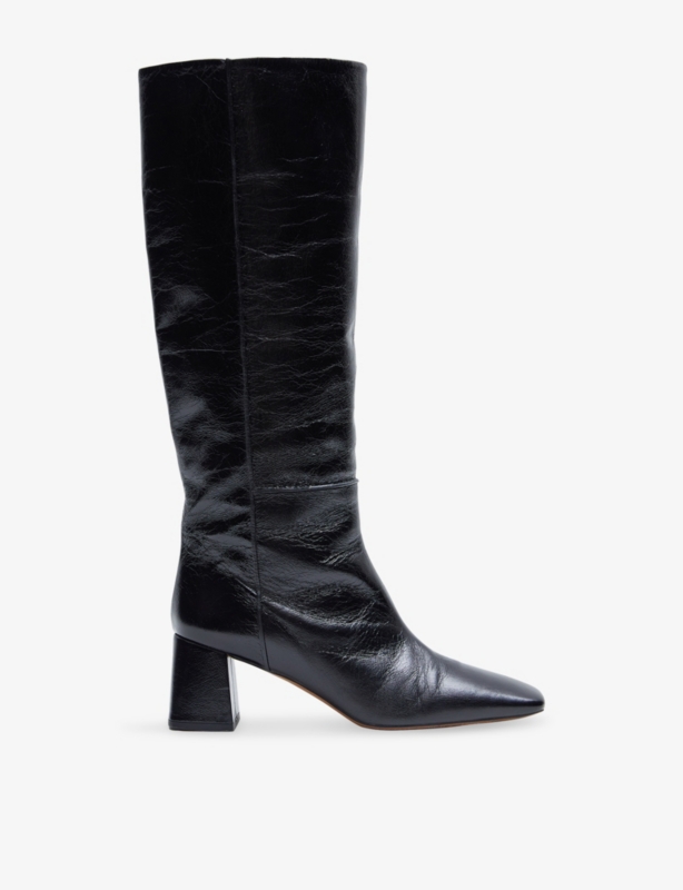 Leather Heeled Knee-High Boots
